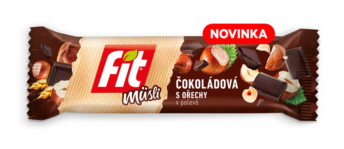 Fit müsli čokoládová s ořechy v polevě
